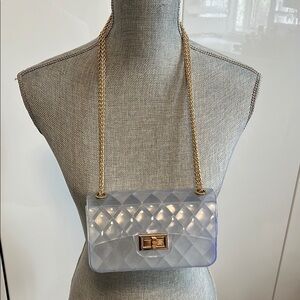 WINDSOR Jelly Clear Frosted Bubble Gold Chain Double Handle Crossbody Bag